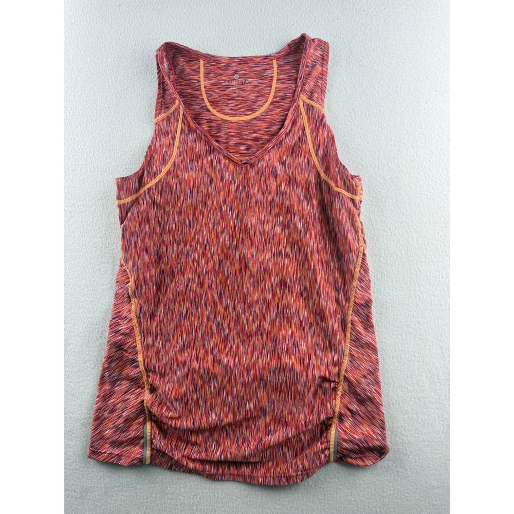 Athleta Women Orange Pink Space Dye V-Neck Activewear Tank Top S‎ 584739